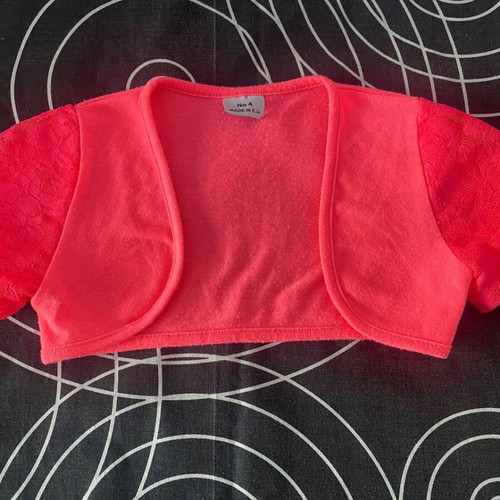 No4 Girls' Bolero Age 4 Like New Coral with Lace