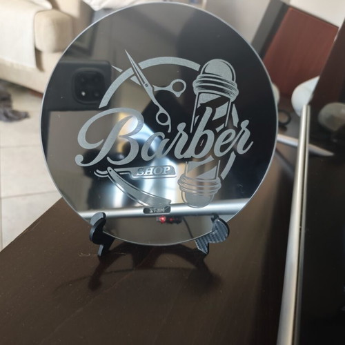 Barber Shop Mirror with Laser Engraving, new, 20cm