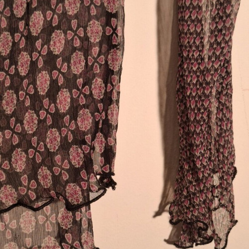 Oltre blouse used, long-sleeve, colorful, sheer printed