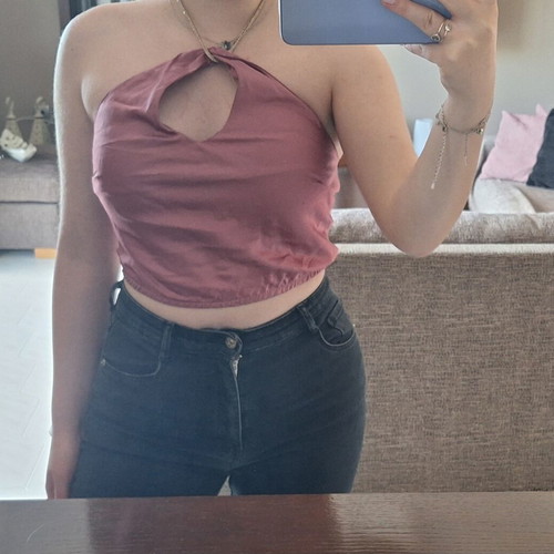 Judah Club Satin Halter Crop Top dusty rose size S like new