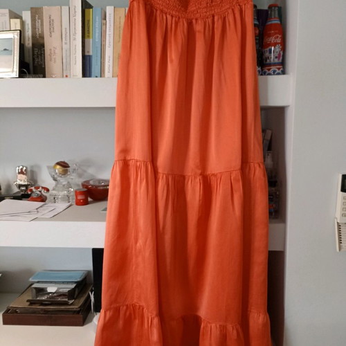 Devotion maxi strapless dress used, orange, size S