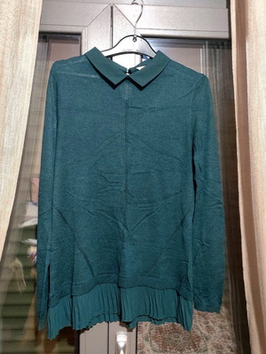 Naf Naf blouse with integrated shirt, like new, green, size S