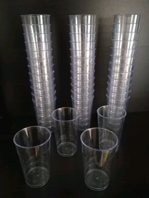 Plastic shot glasses new, pack of 35, 80cc (60ml)
