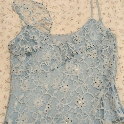 Charly blue set with lace and embroidered designs like new