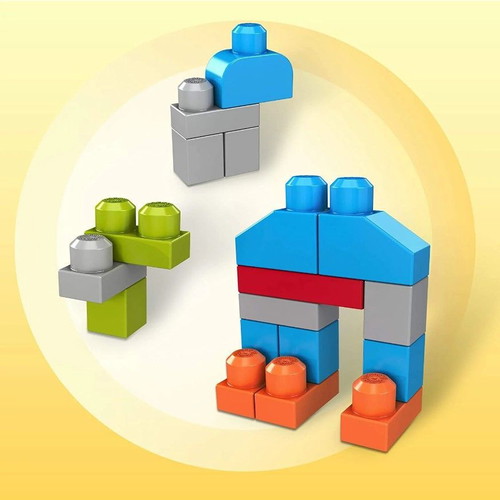 Fisher Price Mega Bloks Elephant Bucket like new with 25 blocks