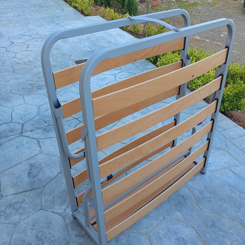 Folding bed frame 1.98x0.80m with wooden anatomical slats