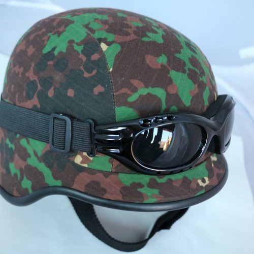 U.S.A Army replica motorcycle helmet with goggles, multi camouflage