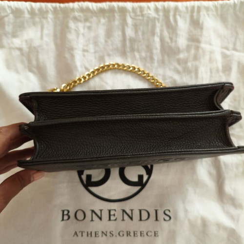 Bonendis leather shoulder bag, dark brown