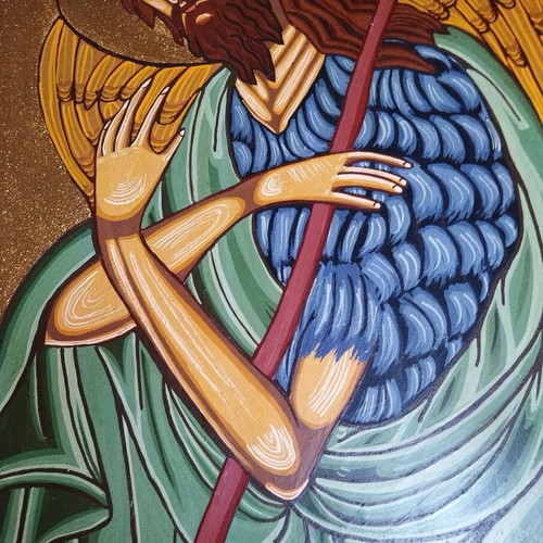 Icon of Saint John the Baptist like new, traditional egg tempera 45x33.5 cm
