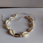 Shell anklet with gold shell center, adjustable length
