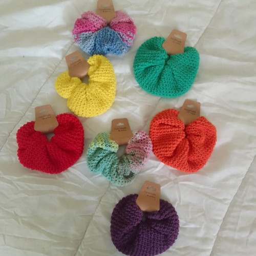 Handmade knitted scrunchies in various colors, new