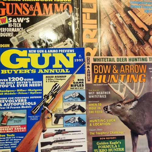 Vintage collection of 10 guns and hunting magazines from the 80s and 90s