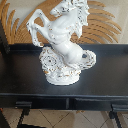 Vintage porcelain horse figurine used, decorative 37×25 cm