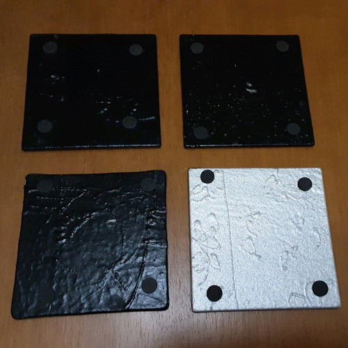 Glass coasters used, set of 4, butterfly and flower designs