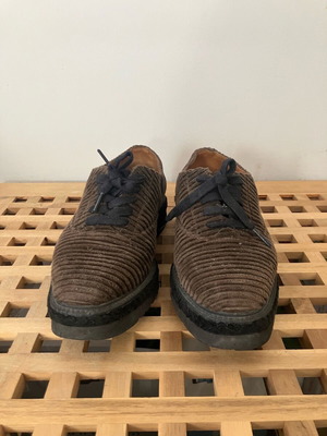 Castaner velvet shoes used brown with braid detail