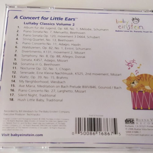 Baby Einstein Lullaby Classics Volume 2 CD like new, classical music