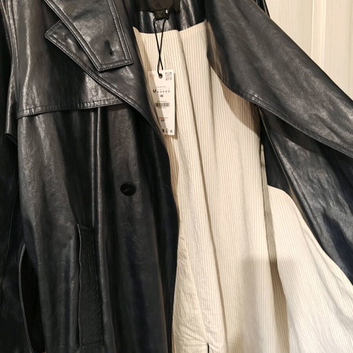 Zara leather trench coat new, blue, size M