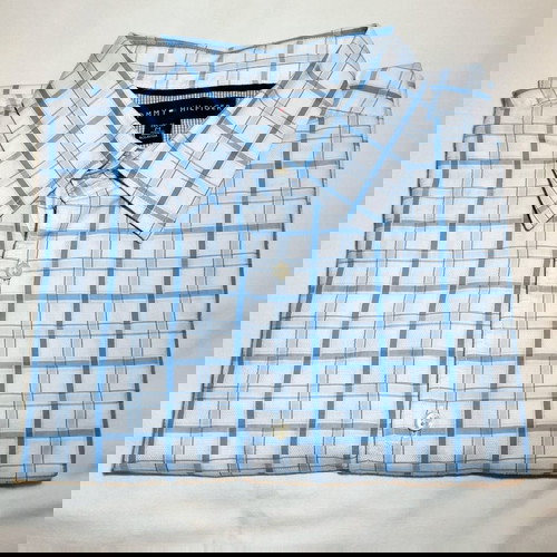 Αυθεντικό Tommy Hilfiger ανδρικό πουκάμισο καρό μπλε, μέγεθος M.