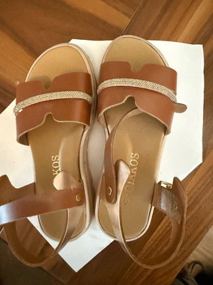 Sagiakos sandals for girls like new, leather, brown and gold