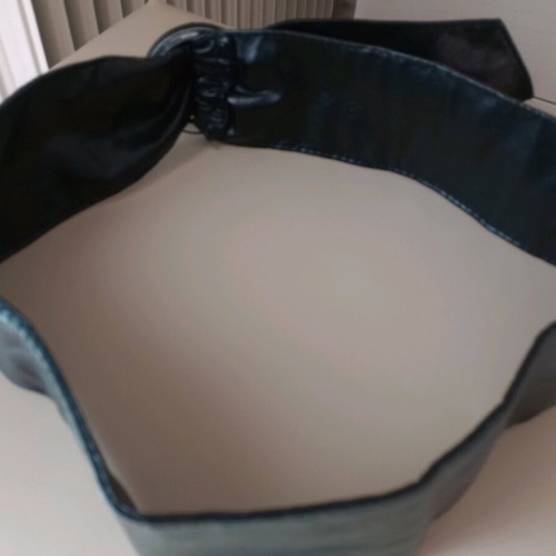 Wide faux leather belt like new, black, size 120 cm