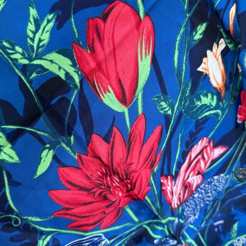 Scarf blue with flowers new