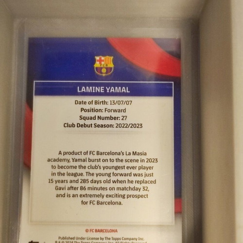Lamine Yamal Rookie RC Base like new, Topps FC Barcelona Official Team Set 2023-24