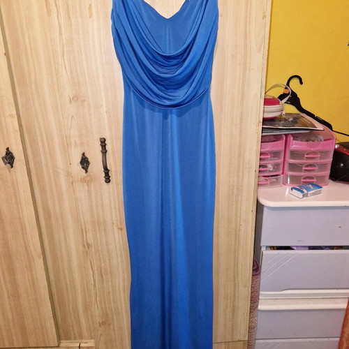 Summer dress new turquoise with frill and crisscross straps, size S
