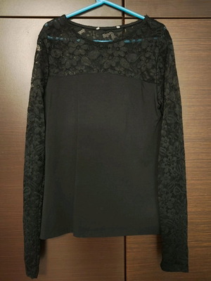 Evening blouse with lace new, black, size S