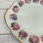 Vintage Bavarian porcelain platter in baroque style with 24K gold and romantic design