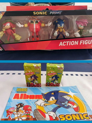 Sonic Prime Action Figures Set with 2 Memory Games and Album Gift