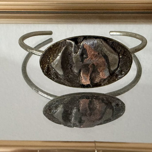 Handmade bracelet with 2 gift rings, brass and silver with natural stone