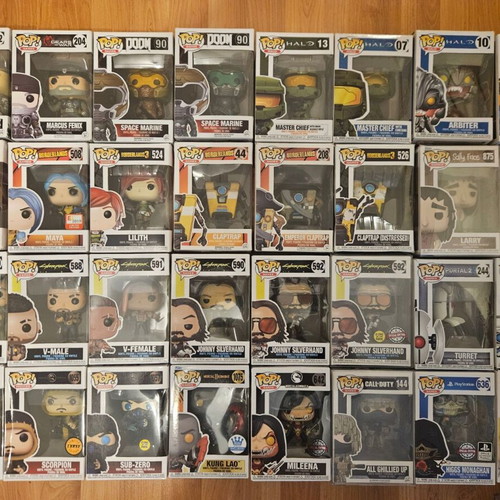 Games Funko Pop collection with Blizzard, Witcher, Skyrim, God of War, Assassin's Creed