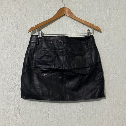 Leather mini skirt 3 Suisses like new, size 38, black