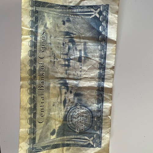 Cyprus 250 mils banknote used, 1981 edition