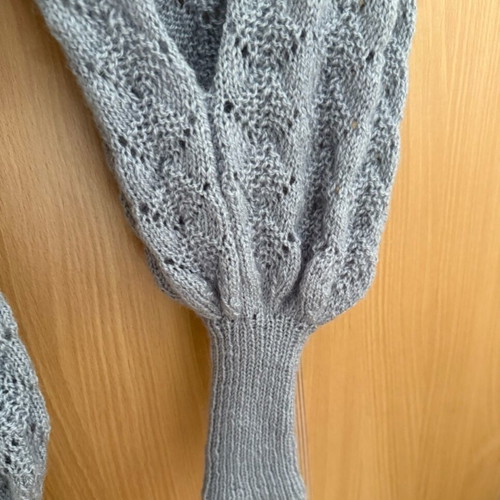 Knitted handmade women's shawl-cardigan size M new gray