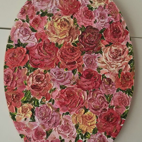 Painting with roses new, sculptural technique 50×30