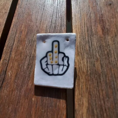 Ceramic pin handmade, new, black and gold