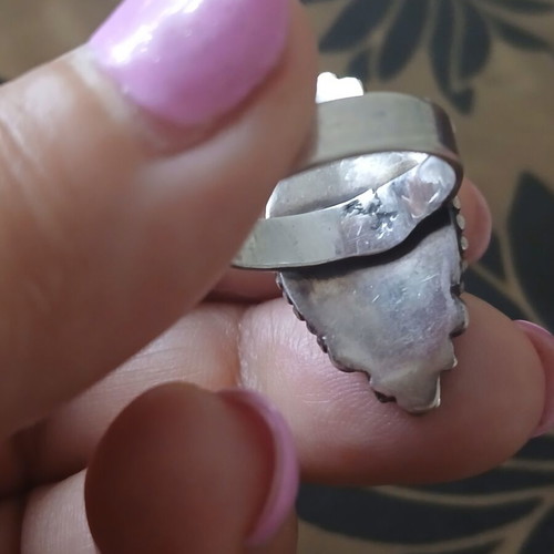 Handmade silver-plated ring with genuine lapis lazuli, 17.5 mm