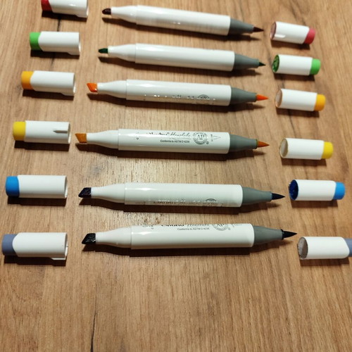 Ohuhu Honolulu Brush & Chisel Alcohol Markers set of 6 like new