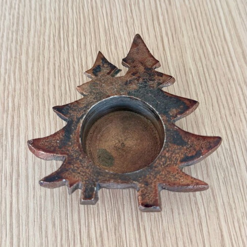 Decorative Metal Tealight Set "Fir Tree" Rustic Style, new