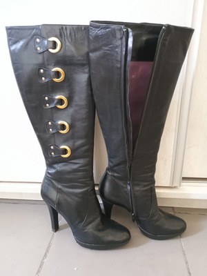 Vintage Lerre knee-high stiletto leather boots size 36 like new