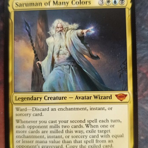 Magic the Gathering Saruman of Many Colors Lord of the Rings card