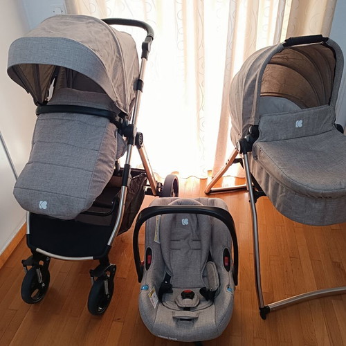 Kikkaboo 3-in-1 baby stroller used with car seat and port bebe