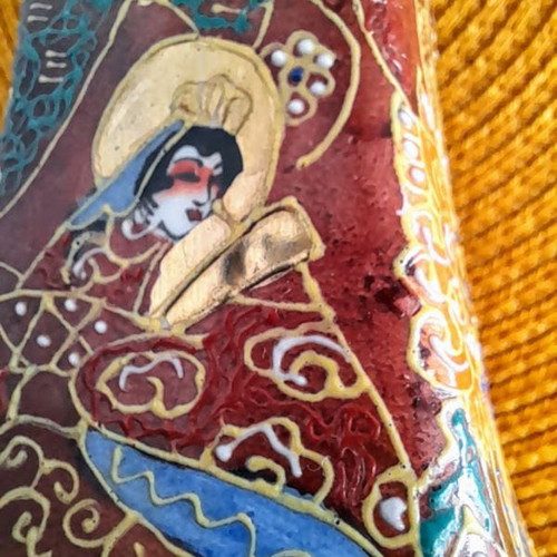 Satsuma hand painted candlestick vintage, like new, ceramic