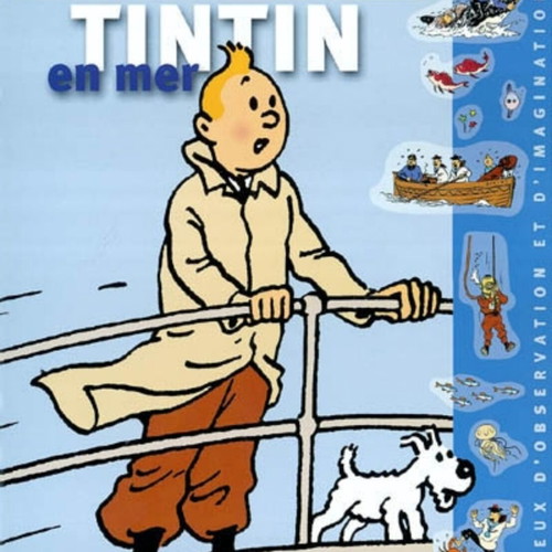Tintin en mer collectible activity book with repositionable stickers
