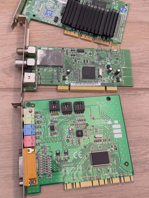 Various computer cards used, graphics, radio, sound card pack