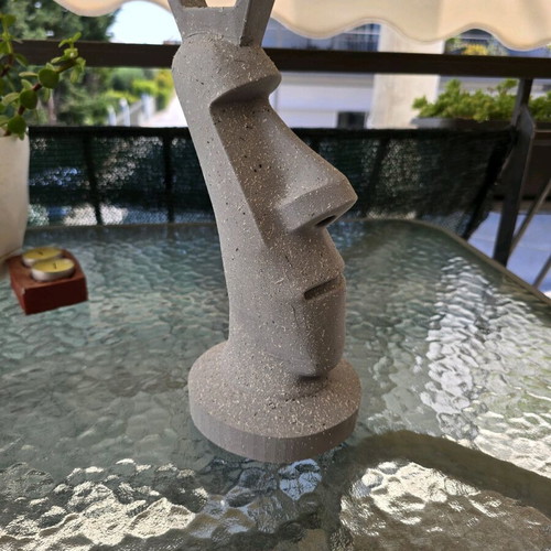 Moai headphones stand painted with stone effect, new