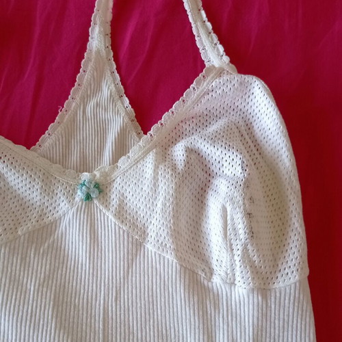 Cotton camisoles pack of 3 used, medium, white with floral details