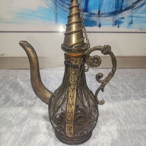 Handmade blown glass with intricate carving like new