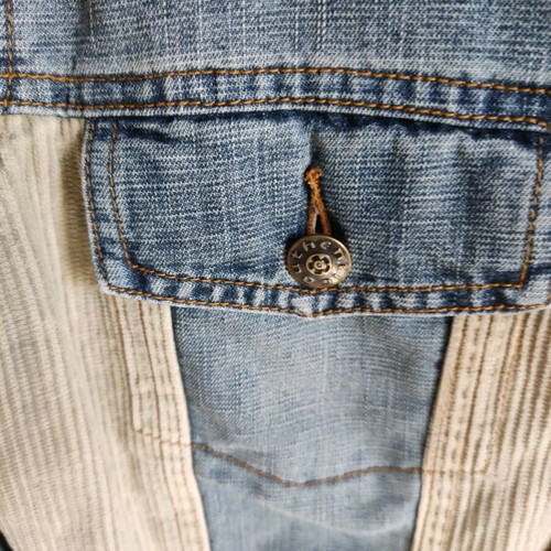 Denim jacket like new, beige and blue, sizes L and XL